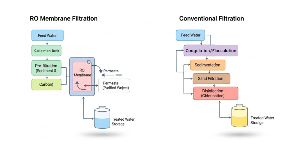 RO Membrane v/s Conventional Filtration Blufox